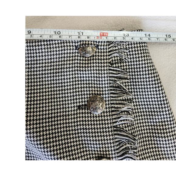 Vintage Stonebridge Buffalo Plaid Wrap Skirt Linen Blend Wrap Size 6 Black - Picture 8 of 11